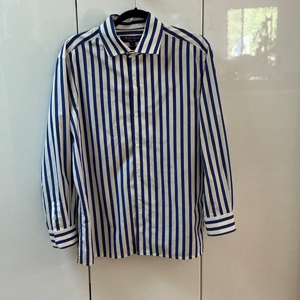 Ralph Lauren Women’s Blue and White Striped Shirt
